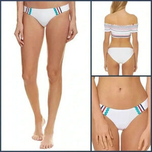 Red Carter White Ric Rac-Trim Hipster Bikini Bottoms Size L